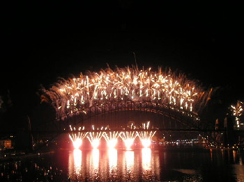 新年を迎えるシドニー・ハーバー・ブリッジの花火
